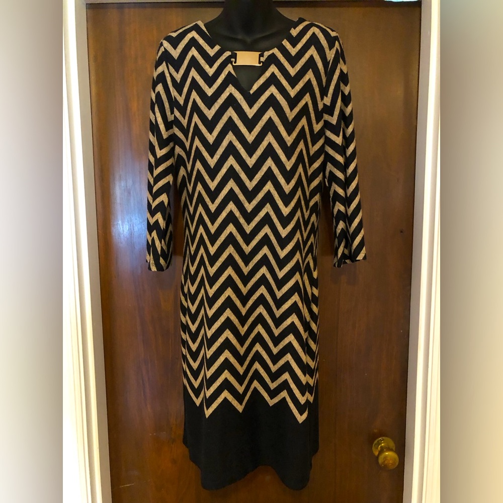 Tacera Black and Tan Dress - size PL - 40” in Length